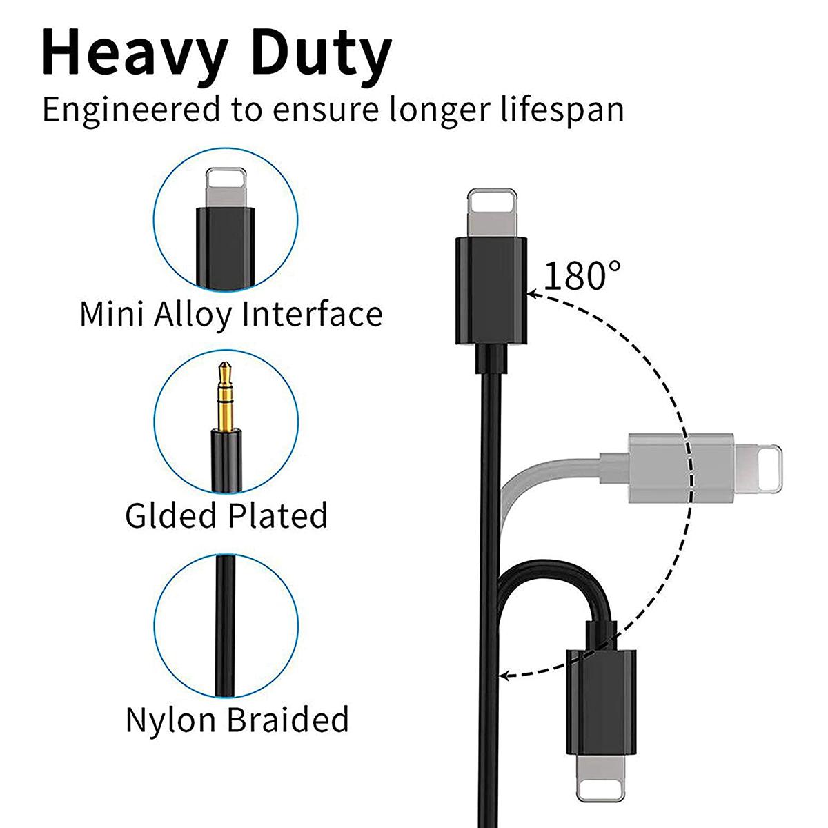 

JBC-025B Lightning Male to 3.5mm Male Audio Cable Car Audio Auxiliary Cord 1m for iPad/iPhone As Shown A