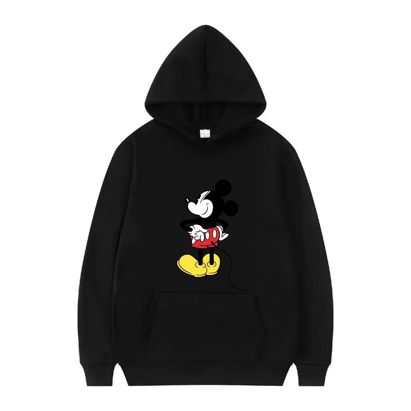 Disney Mickey Mouse Pattern Woman Fleece Sporty Loose Grey Winter Tops Clothing Pullovers Ladies Cheap Hoodies Men Sweatshirts