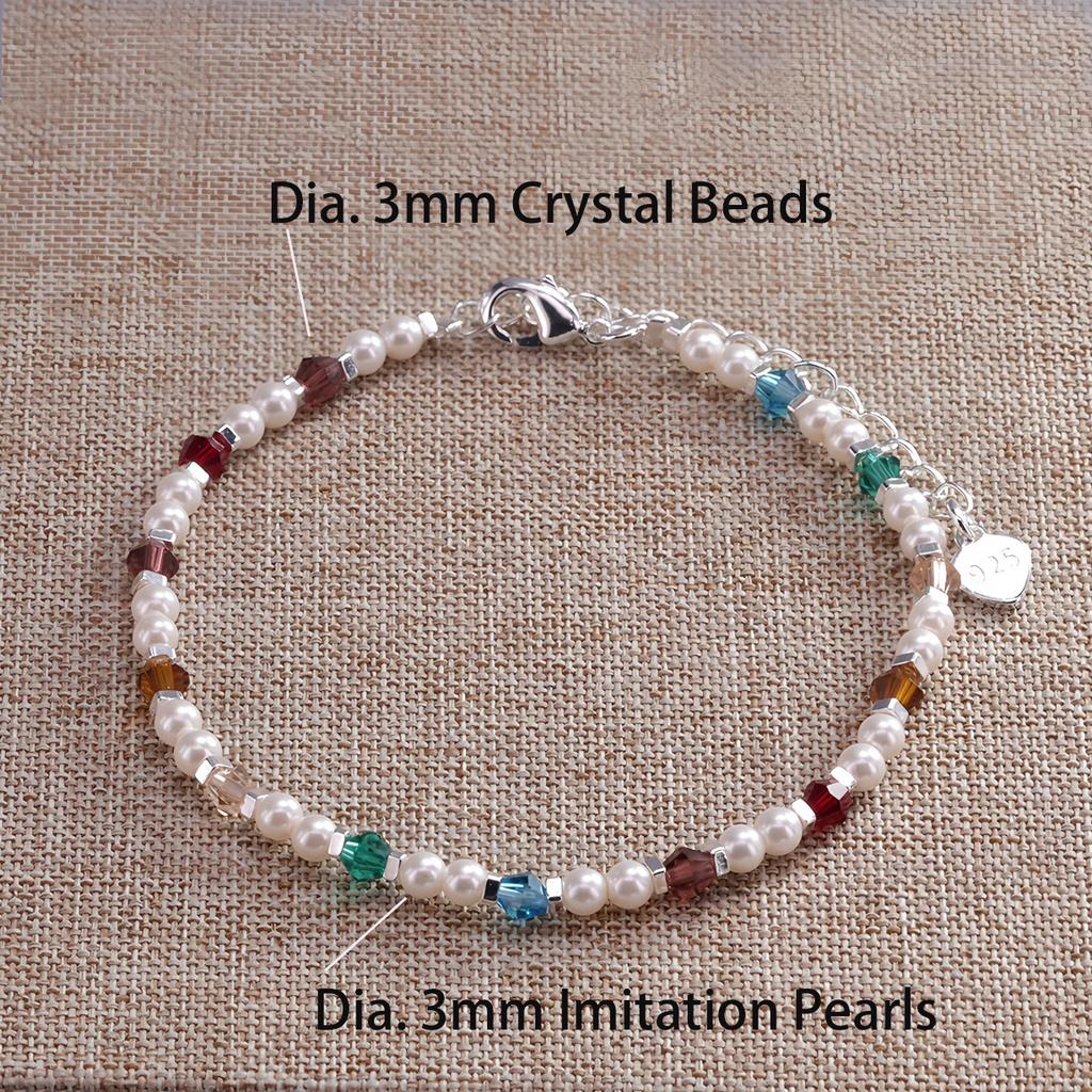 925 Silver Multicolour Bead Bracelet For Women Three Layers Geometry Drip Glaze Versatile Jewelry Dropship