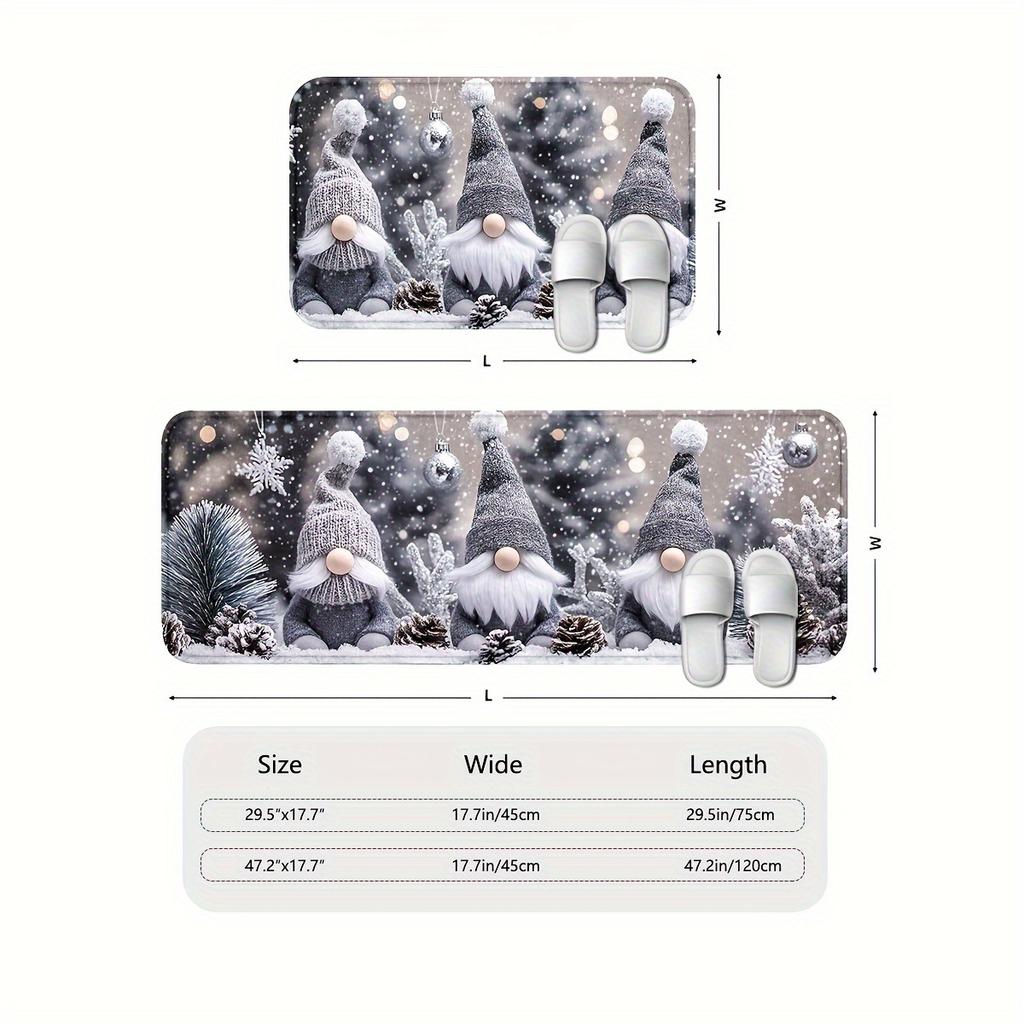 1Pcs Anti Fatigue Door Rugs, Christmas Dwarf Print Waterproof Non-Slip Thick Cushioned Door Mat Heavy Duty Comfort Standing Mat for Door