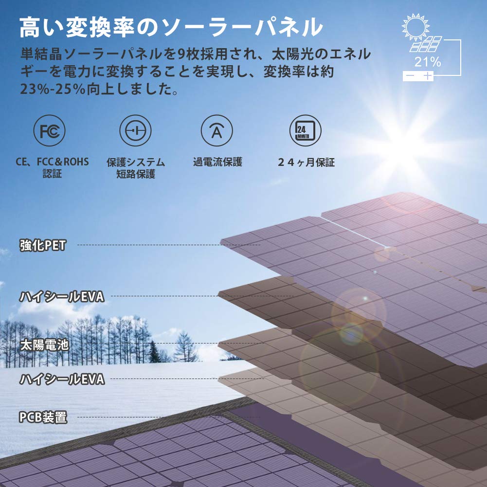 BigBlue Solar Panel 100W Foldable Solar Charger Solar Charger Solar Power Generation High Conversion Efficiency Portable Power Supply Generator Car