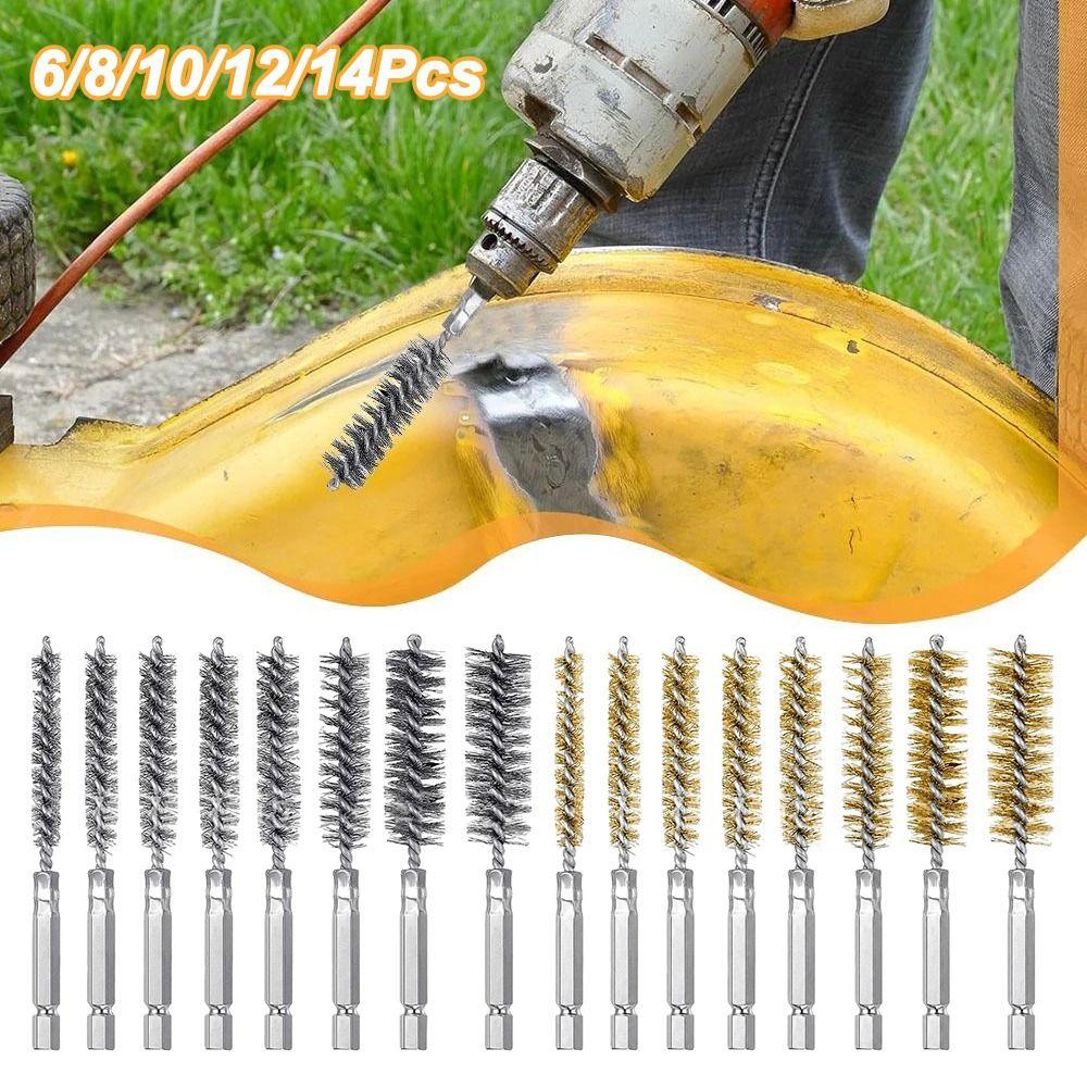 6/8/10/12/14Pcs Washing Polishing Tools Twisted Wire Borebrush  for Power Drill Impact Driver