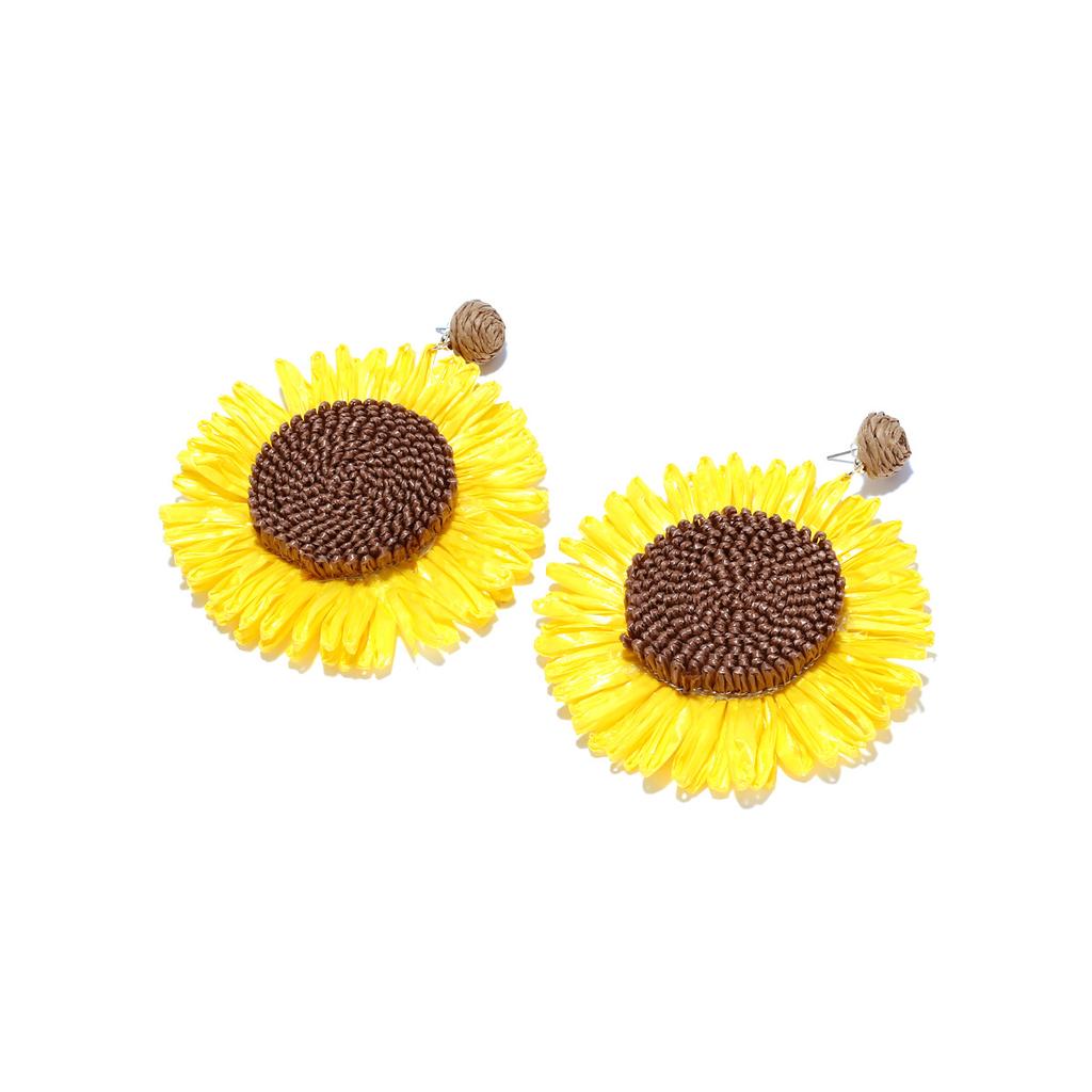 Zvoijio Hand-woven Lafite Large Flower Dangle Earrings Wholesale