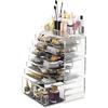 Readaeer Large Capacity Clear Makeup Storage Box 4-Tier Cosmetic Organizer Case
