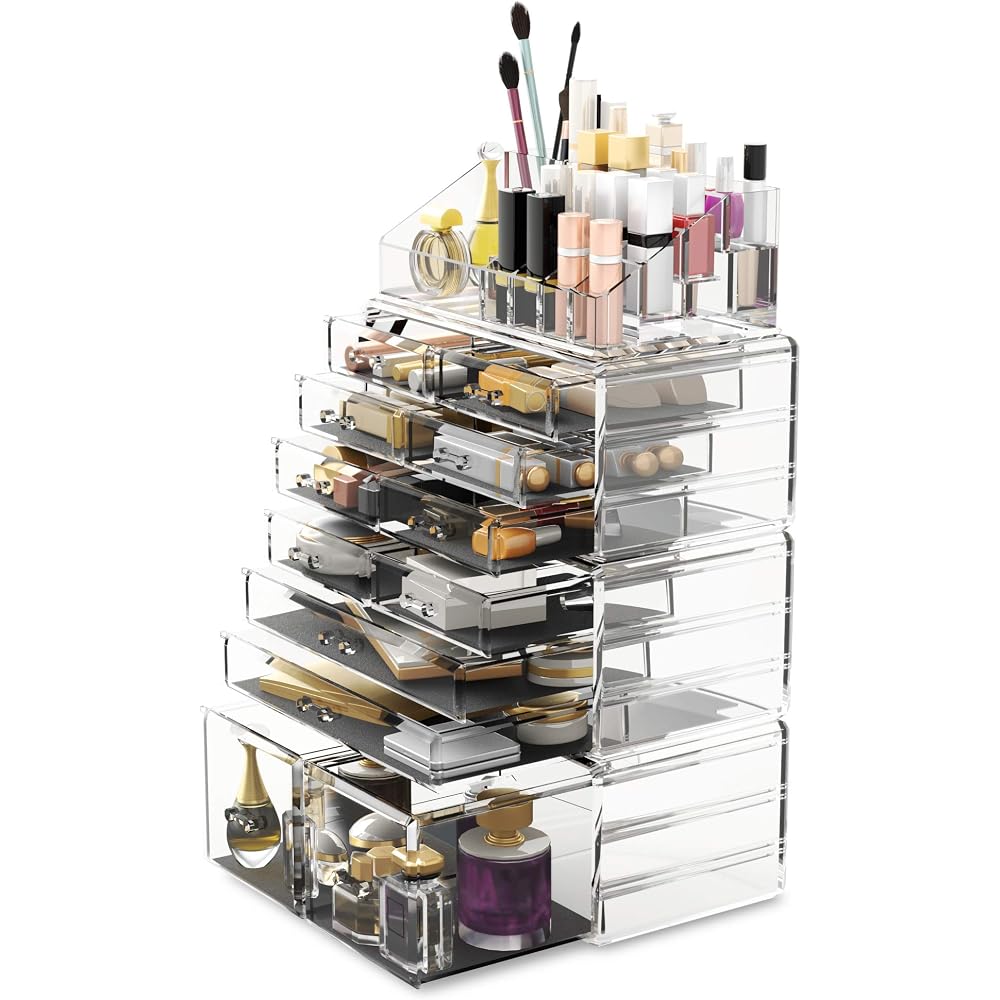 Readaeer Large Capacity Clear Makeup Storage Box 4-Tier Cosmetic Organizer Case