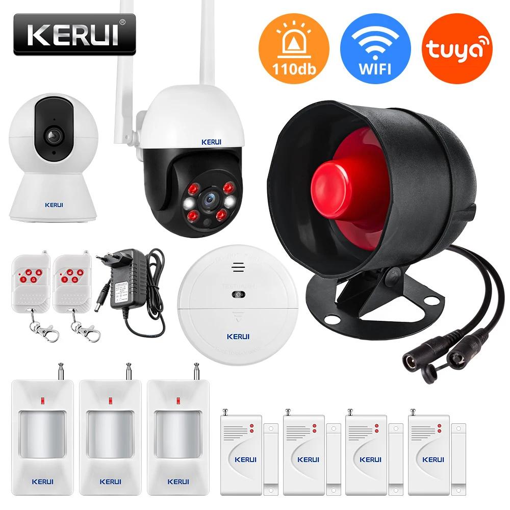 KERUI Tuya WIFI Loudly Speaker High Decibel Burglar Siren Home Security Alarm System With Door Windows Sensor Motion For House