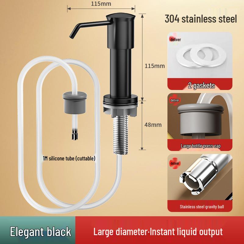 304 Stainless Steel Kitchen Sink Dish Soap Dispenser for Household Detergent