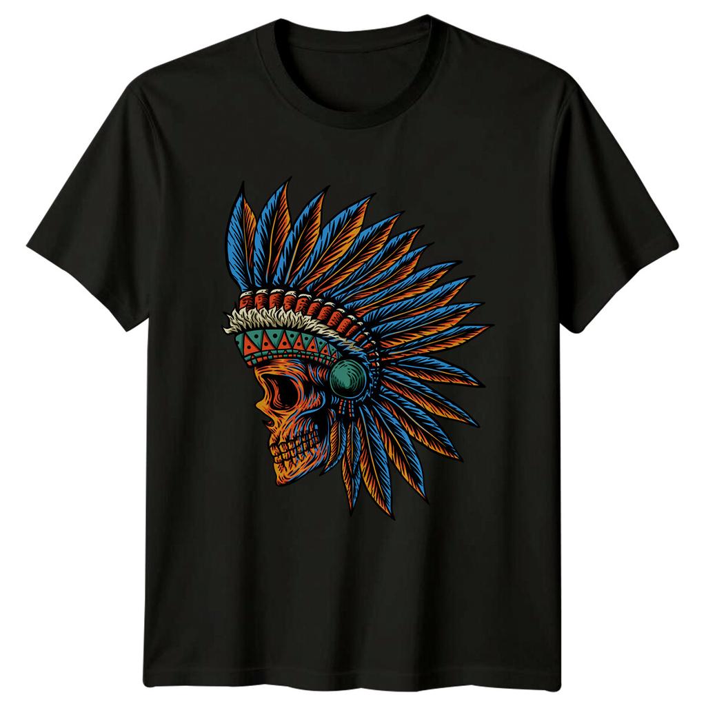 Skull With Headdress Culture Unisexs TShirt Unisexs Tee Graphic Unisex Top