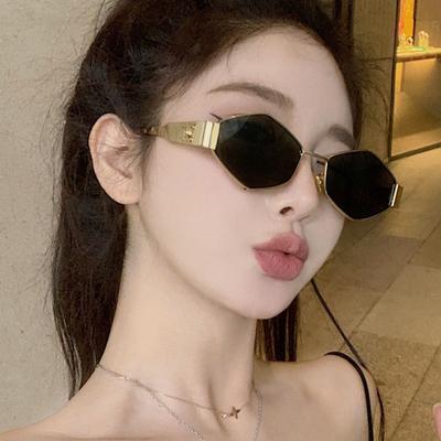 Rhombus Sunglasses Women'S Metal Sunglasses Personalized Small Frame Sunglasses Photo Concave Shape