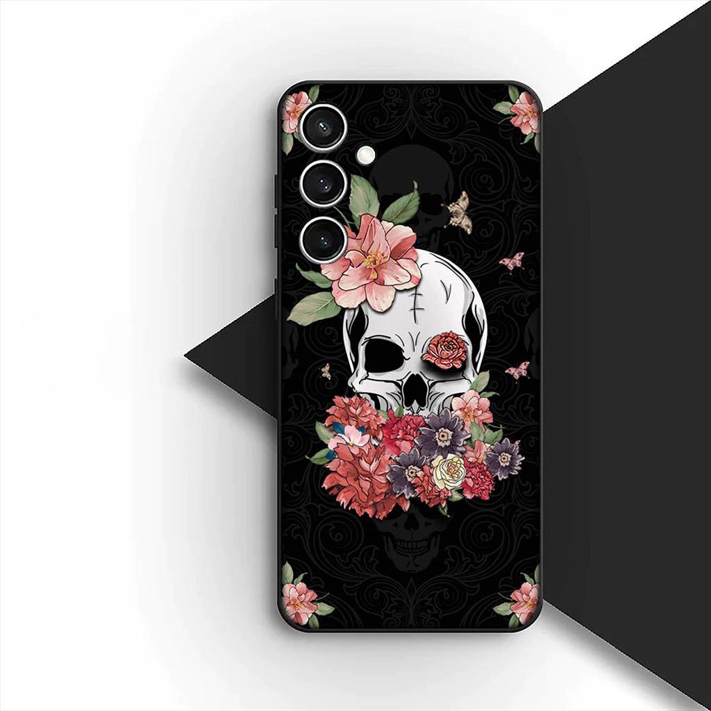 for Samsung Galaxy A35 A36 A55 A26 A05 A06 A14 A50 A51 A53 A54 A12 A13 A23 Phone Case with Little Ghost Halloween Pumpkin Flower