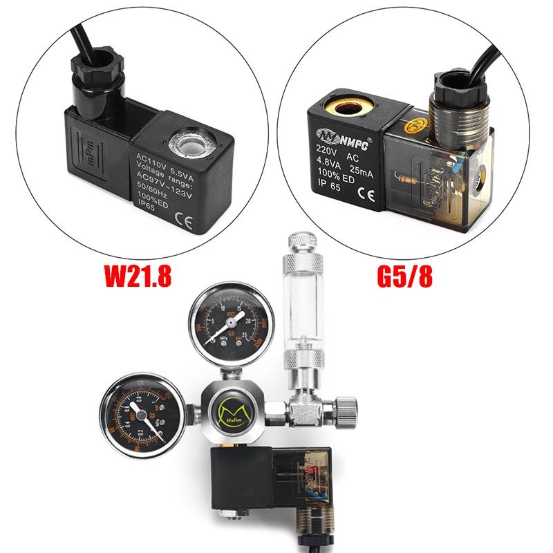 G5/8 W21.8 Aquarium Co2 Regulator System With Check Valve Bubble Counter Magnetic Solenoid Carbon Dioxide Meter