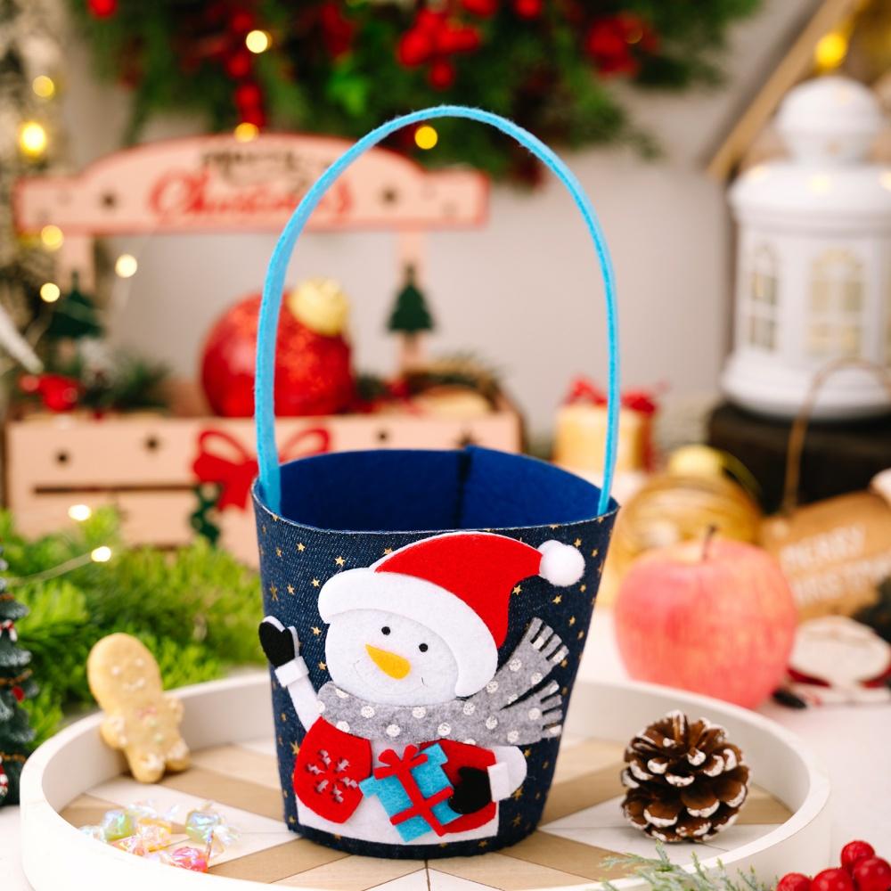 Christmas Gift Bag Reusable Santa Claus Bag 'S Candy Bag Festive Elk Cloth Handbag For Christmas Holiday Party Gift