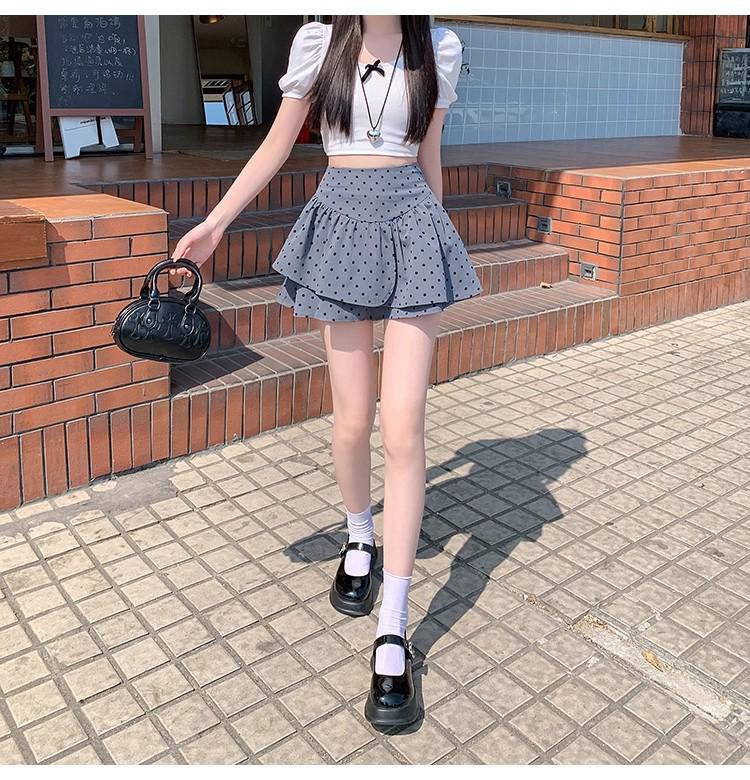 Women's High-Waist Polka Dot A-Line Cake Skirt – Summer 2025 Style, Fluffy & Short