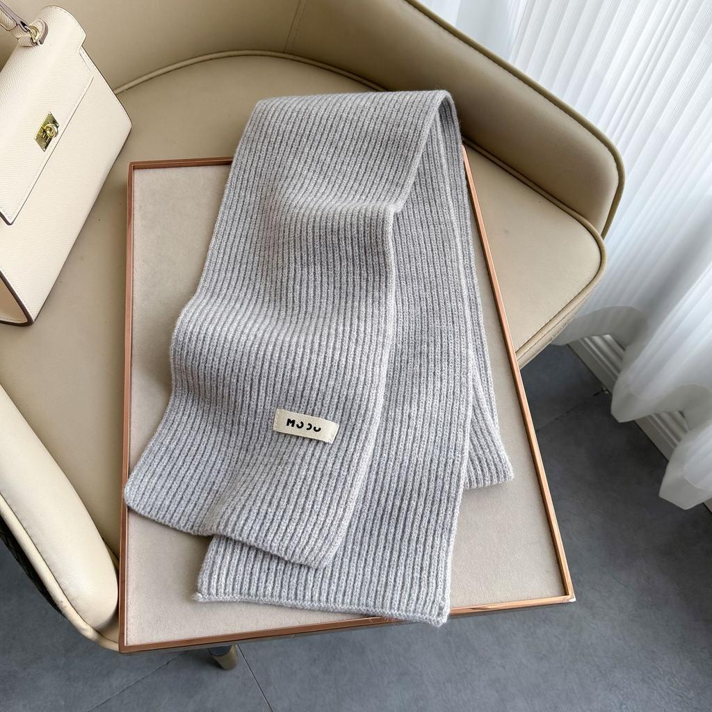 New Autumn and Winter Knitted Scarf Women's Fashion Classic Solid Color Versatile Scarf Simple Korean Version Thickened Warm Small Scarf
