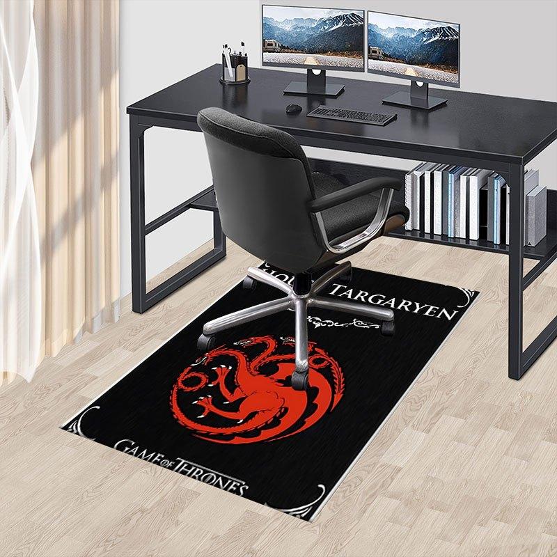 1pc Fire and Blood Office Carpet Chair Mats, Home Decor Mat | Fantasy Theme Mat | Durable Mat, Dragon DecorB11