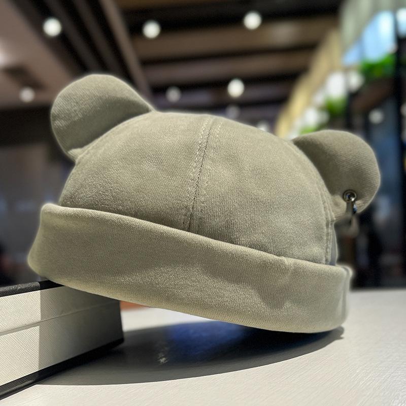 Unisex Cat Ear Cute Dome Caps Men Women Melon Beanie Htas Solid Color Autumn Winter Hip Hop Hat Fashion Korean Version Melon Cap