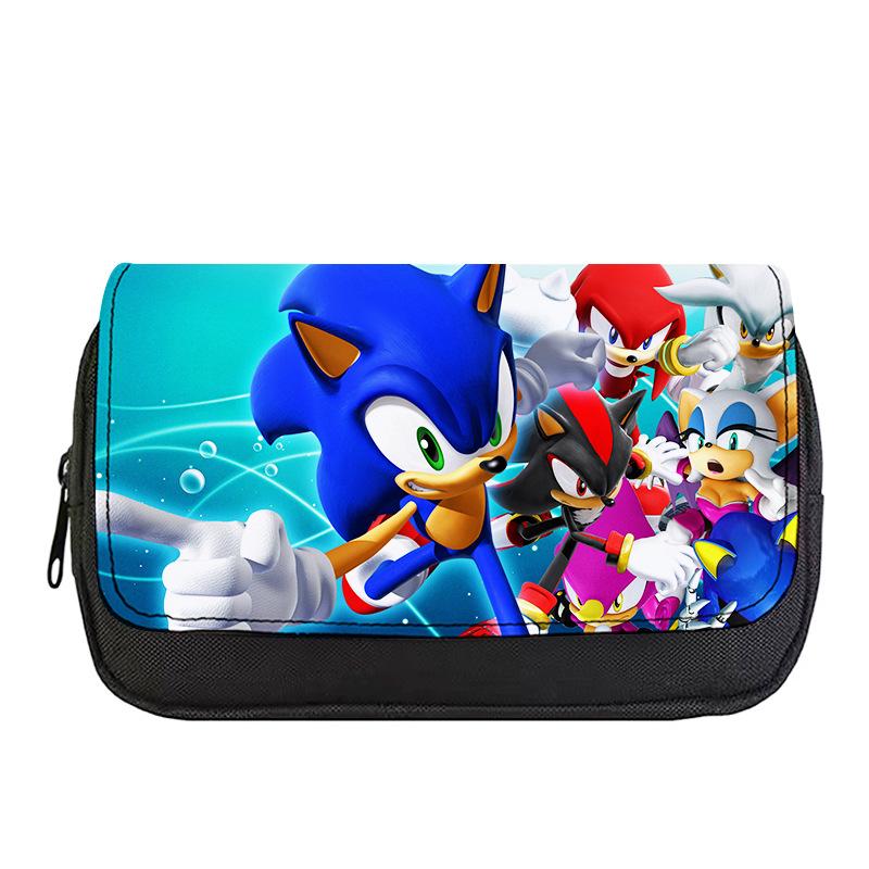 Sonic Flip-Top Detachable Pencil Case, Double-Layered Large Capacity for Students