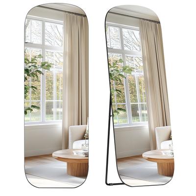 Full Length Mirror, 160 X 50 Cm, Rounded Rectangle Full Body Floor Mirror with Stand, Aluminium Alloy Frame, Tempered Glass, for Bedroom