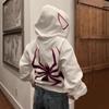 Women's Hooded Long Sleeve Zip Up Sweatshirt Oversized Fit Streetwear Spider Print Hoodie Jacket