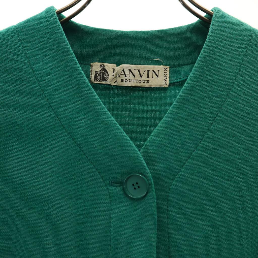 LANVIN BOUTIQUE 80s Made In France Vintage No Color Jacket 38 Green Women Used