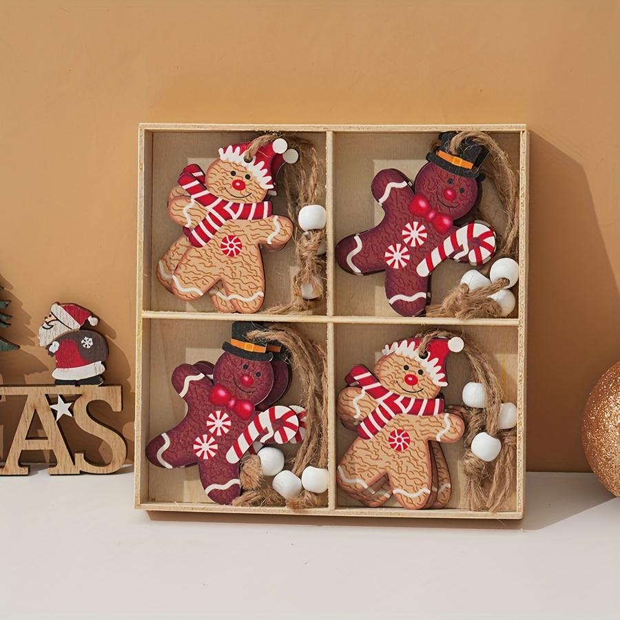 

коробка 12 шт. рождественские украшения мультяшные подвесные деревянные пряничные человечки куклы подвески елочные игрушки оптом