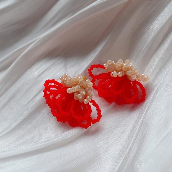 Handmade Beaded Earrings Boho Beaded Flower Earrings Floral Drop Earring Women's Summer Beach Jewelry