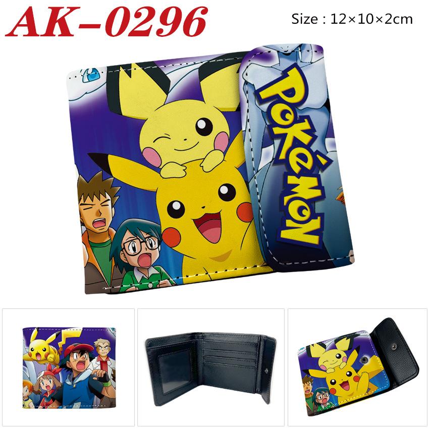 Pokemon Eevee Anime Full Color Snap Button PU Leather Short Wallet Card Holder Coin Purse for Men Women Students