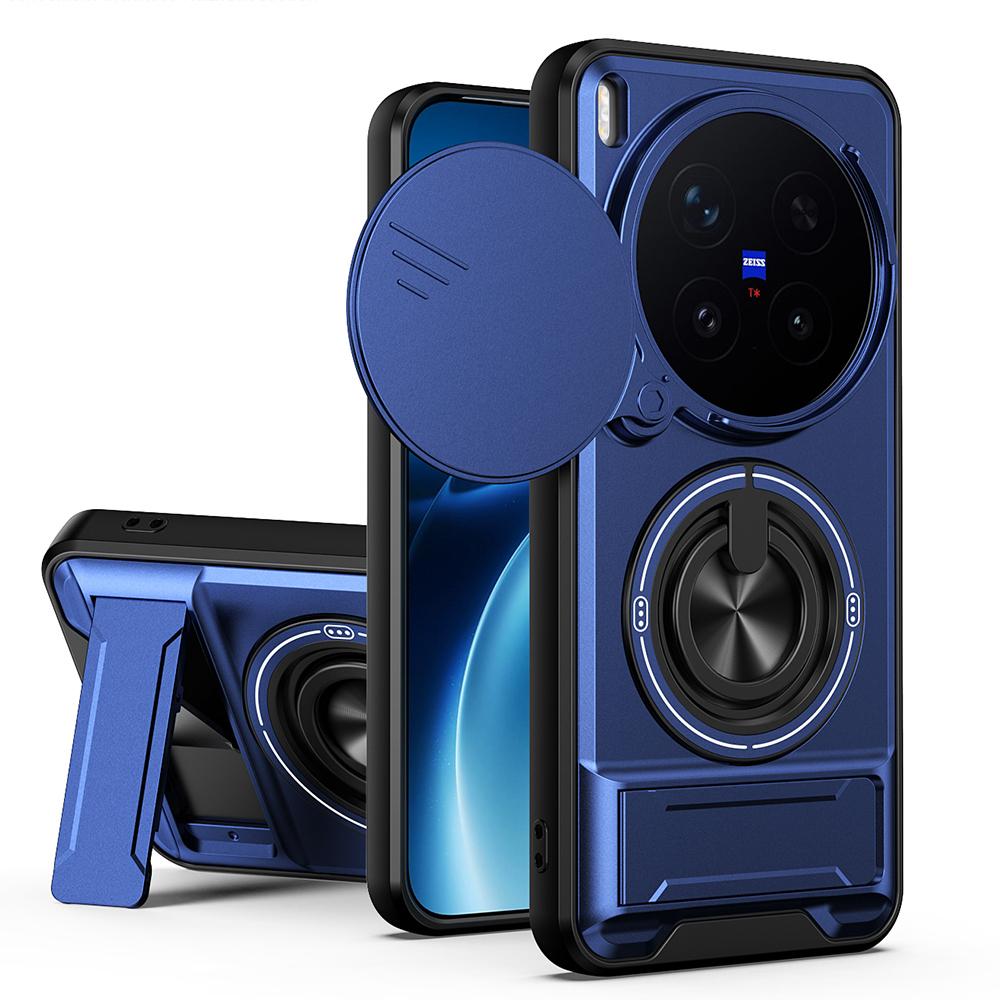 KEYSION Magnetic Phone Case for VIVO X300 Pro 5G Slide Camera Protection Upright Kickstand Ring Shockproof Cover for VIVO X300
