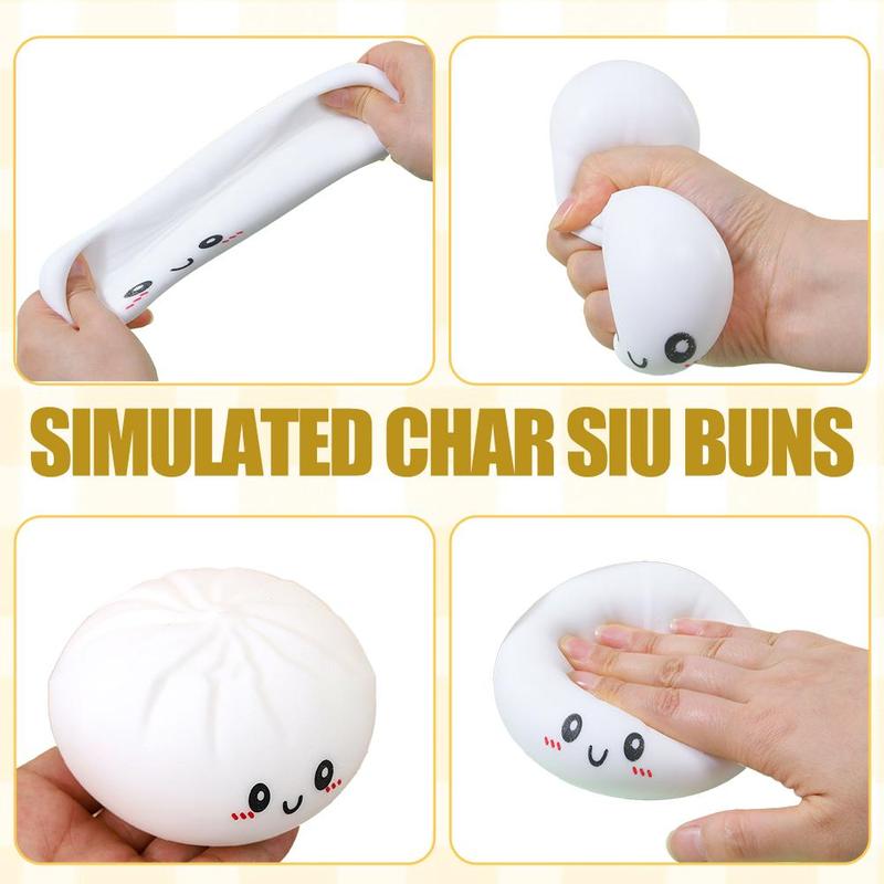 Colorful Dumpling Squishes Stress Balls Fidget Sensory Toys Simulation Food Squishies Bun With Steamer Dough Ball Gifts