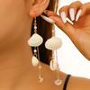 Multi Layer Seashell Tassel Drop Earrings Glossy Bead Chain Summer Beach Boho Long Dangle Ear Jewelry for Women