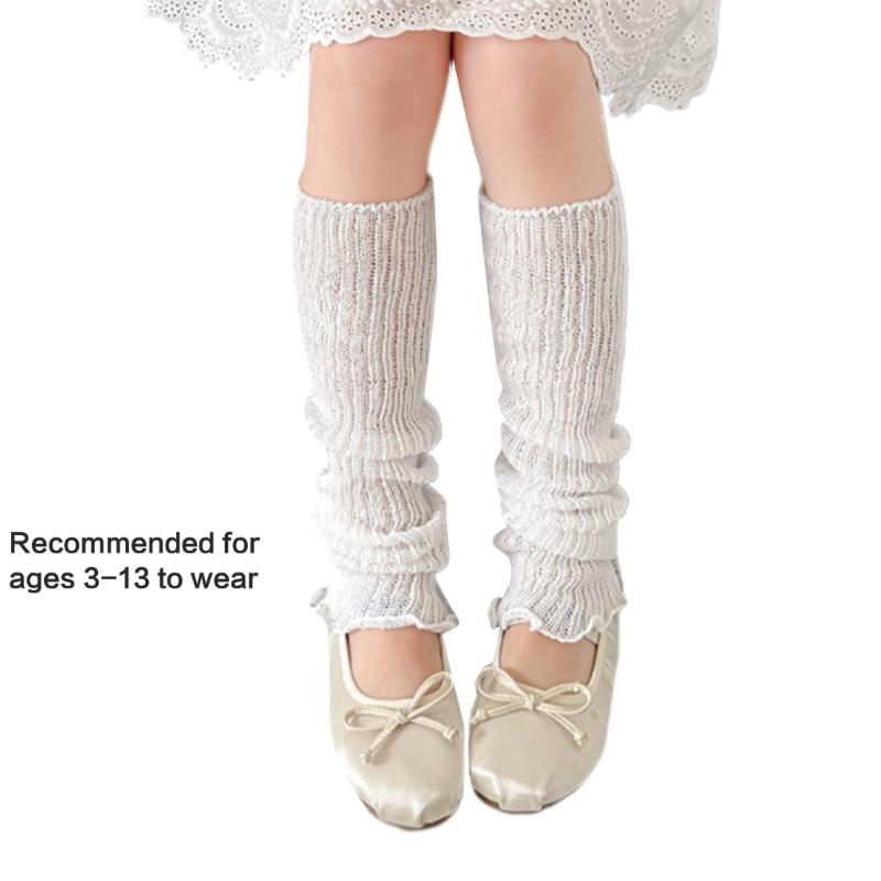 Children's Lightweight Socks Cover Leg Warmer with Ruffled Edges Macaron Color for Girls Spring Summer Wear