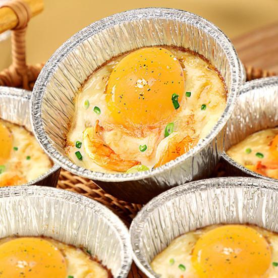100Pcs Egg Tart Cup Grease-proof Disposable DIY Aluminum Foil Mini Oyster Tray for Outdoor BBQ