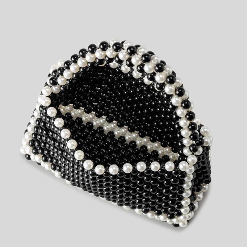 Nischendesign Reine Handarbeit Perlenhandtasche Damen Senior Sense Patchwork Farbe Muschel Quadratische Tasche Mode All-Match Abendtasche