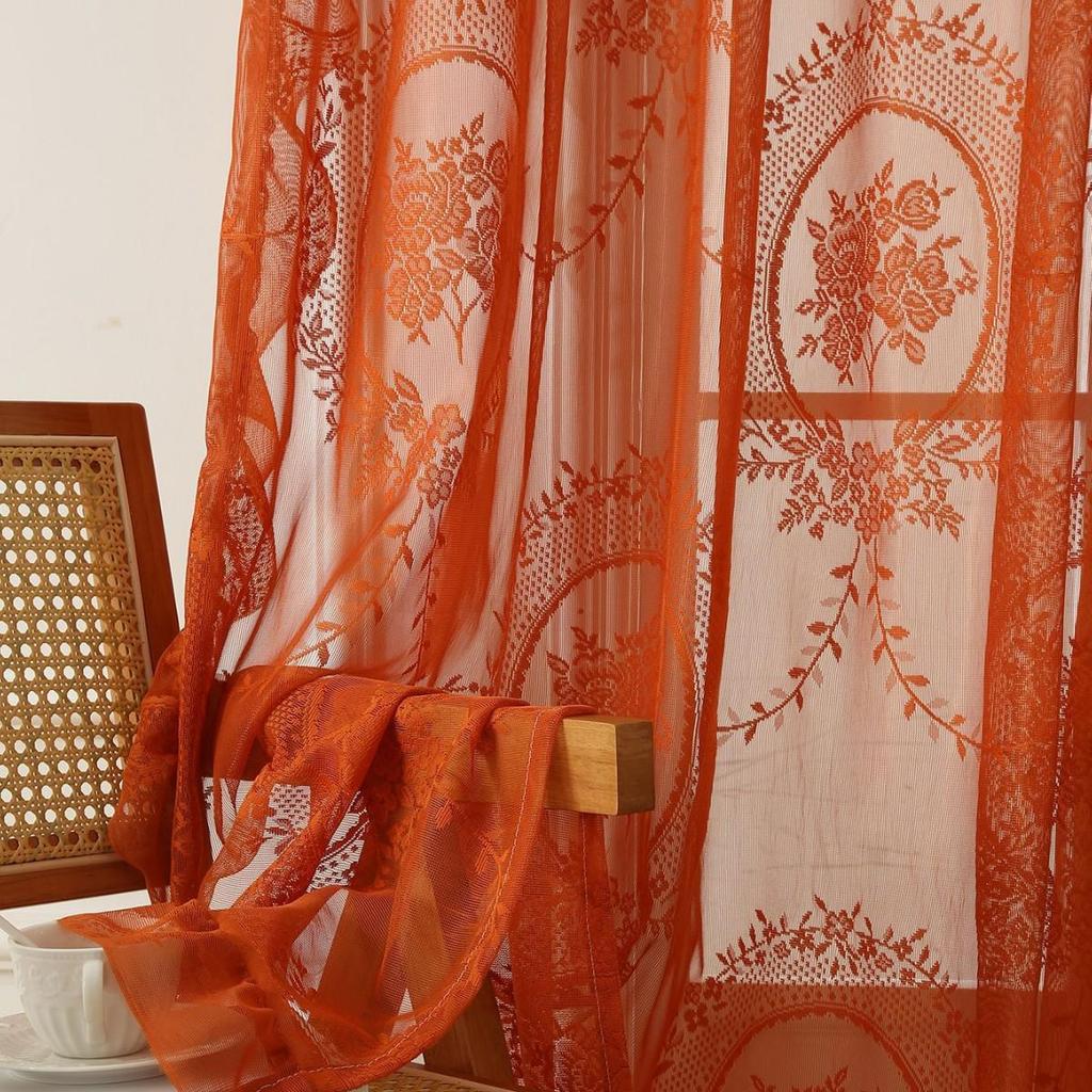 French Pastoral Semi-Shade Lace Gauze Curtain for Bedroom, Living Room, Bay, and Balcony Windows