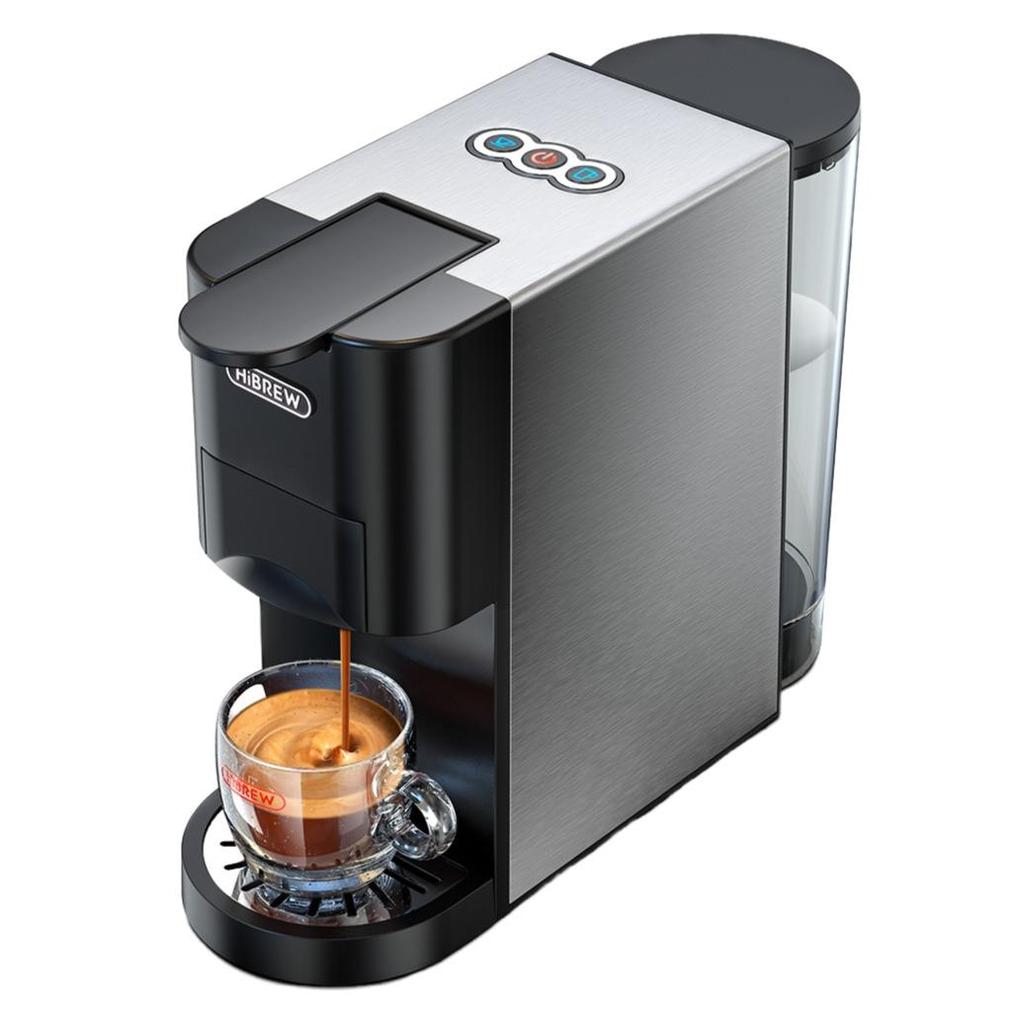 HiBREW H3A Kapsel-Kaffeemaschine 5 in 1 Kaffeemaschine, 19 bar Druck, Kalt-/Heißmodus, 800 ml Wassertank, Trockengehschutz