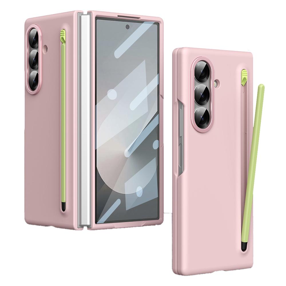 

For Samsung Galaxy Z Fold7 5G Case Hard PC Phone Cover with Tempered Glass Film and Stylus Pink