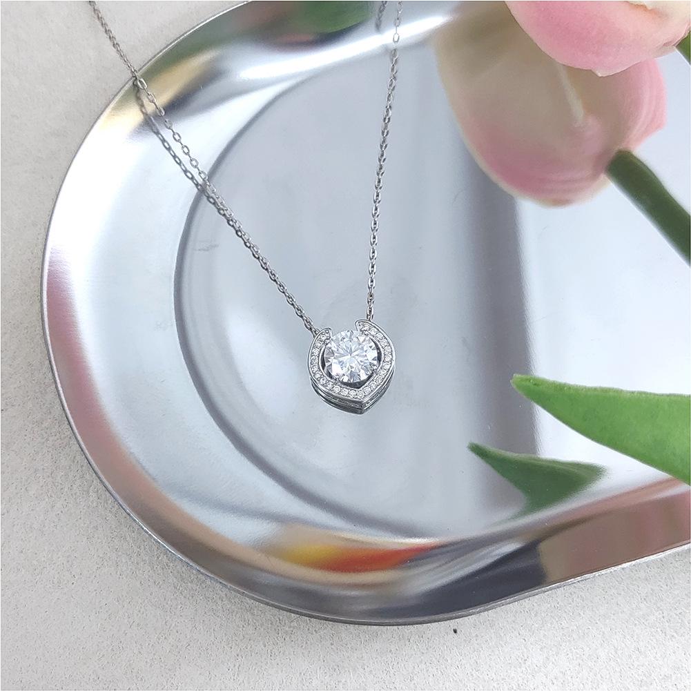 S925 Sterling Silver Heart Moissanite Pendant Necklace - Celebrity Style