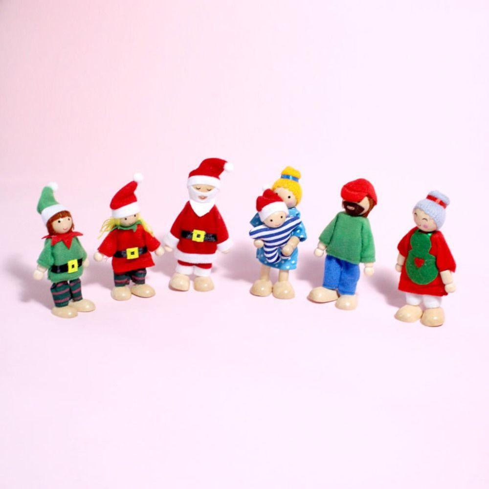 Multicolor People Dolls Family Wood Wooden Doll Toy Toy Figure Set Dollhouse