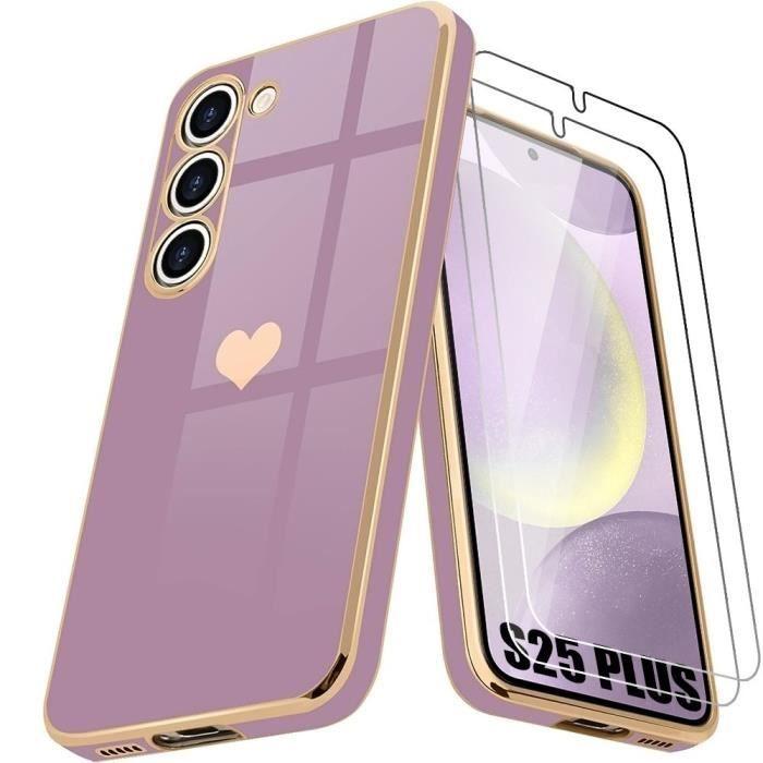 Coque et 2 Verres Trempés - Booling - pour Samsung Galaxy S25+ - Protection TPU - Antichoc - Souple Violey