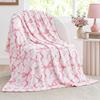 Watercolor Pink Bow Flannel Throw Blanket Aesthetic Coquette Ribbon Pattern Soft Lightweight Sofa Blanket