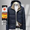 Men's Winter Graphene Hooded Cotton Jacket - Thick, Warm, Middle-Aged Casual Outerwear