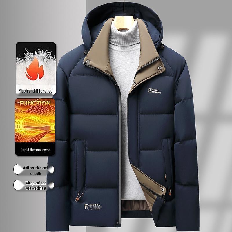 2025 Winter Men's Thickened Cotton Puffer Jacket - Business Casual Style for Youth & Middle-aged