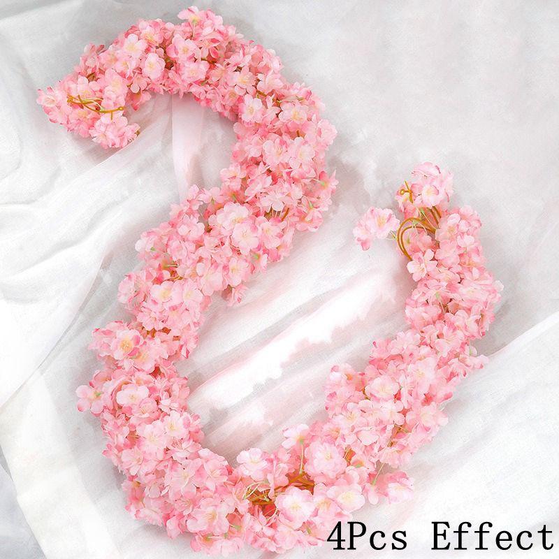 

1.8m Pink Cherry Blossom Artificial Flower Silk Garland Vine Home Party Garden Arch Wedding Background Decoration Fake Flower розовый