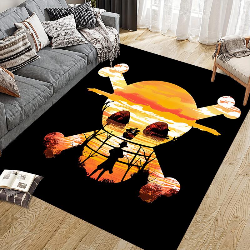 One Piece Dark Style Square Area Rug, Non-Slip Floor Mat for Home Office, Perfect Gift for Fans.chl