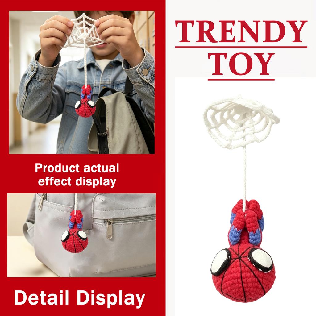Crochet Toy with Retractable Web Line for Interactive Play