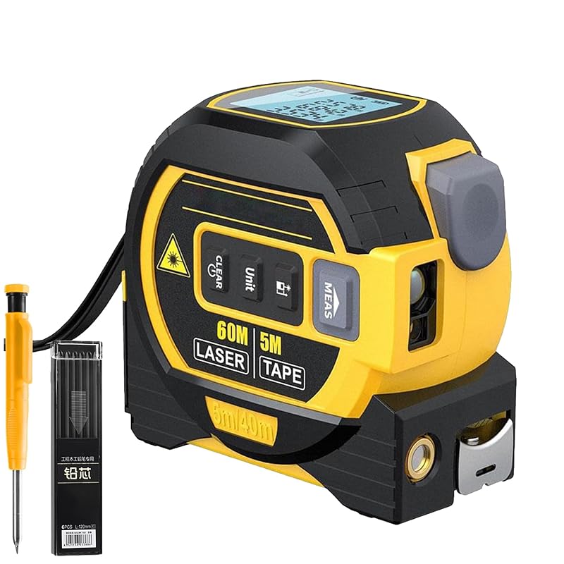 The Almighty Ruler 3-in-1 Laser Measuring Tape, 40/60m Digital Measuring, Laser Measuring Tool, Handheld Electronic Digital Tape Measure with LED