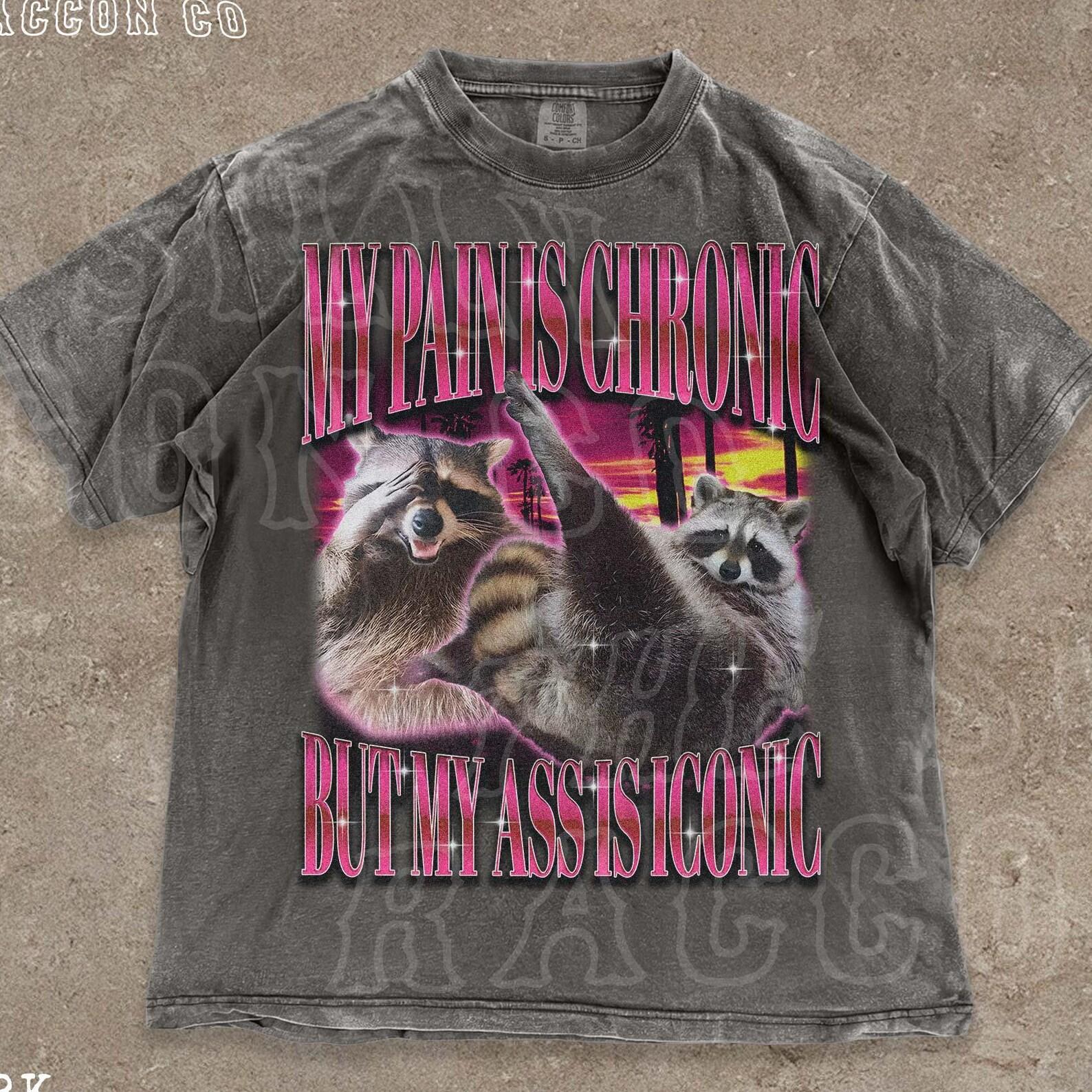 My Ass Is Iconic Shirt | Trash Panda Meme Shirt | Chronic Illness | Chronic Pain Joke | Funny Sarcastic T-Shirt | Cursed Shirt S