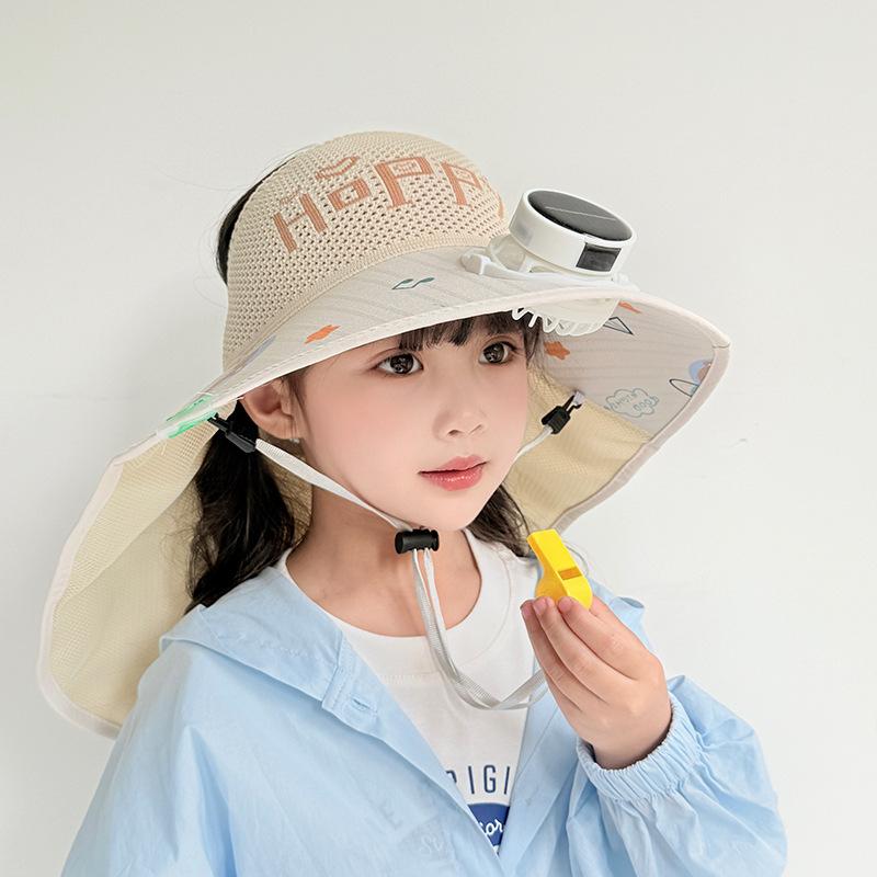 Children's Fan Hat Solar Charging Summer Sun Protection Sun Hat Girl Girl Shawl Hat Outdoor Sun Hat