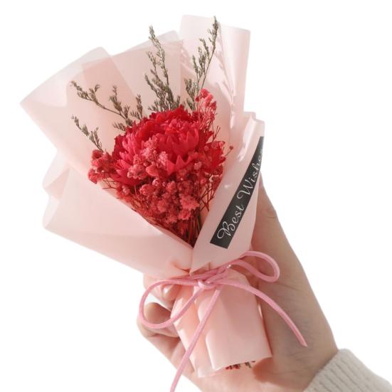 Mini Artificial Soap Flower Bouquet Faux Carnation/Sunflower Baby Breath Flower Arrangement Valentine's Day Gifts for Women Best Friend Girlfriend