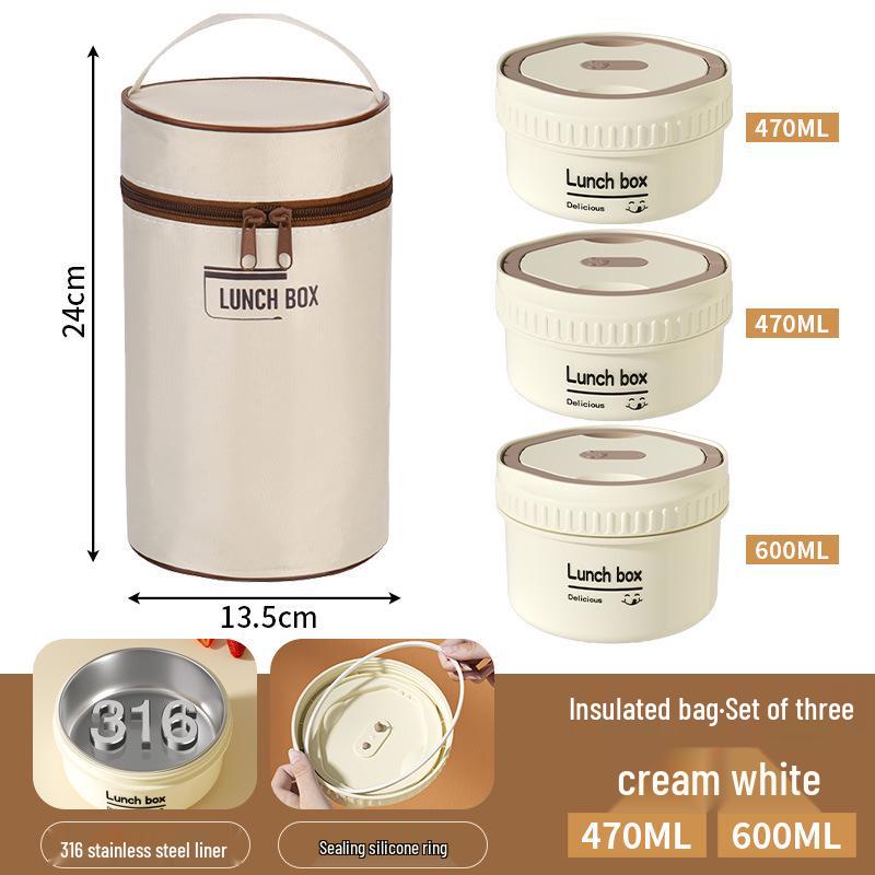 304 Stainless Steel Insulated Bento Box - Microwaveable Lunch Box & Soup Container, Ideal for Office Workers & Students